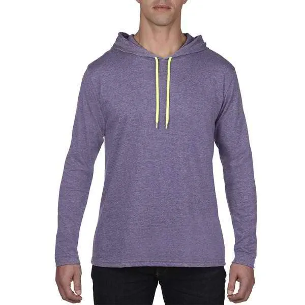 987 Anvil Long Sleeve Hooded T-Shirt - Clearance