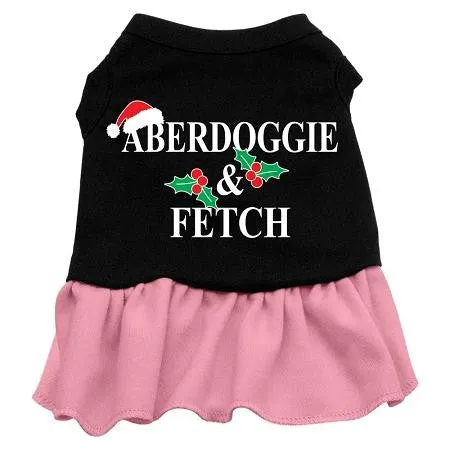 Aberdoggie Christmas Screen Print Dress Black with Pink XL (16)