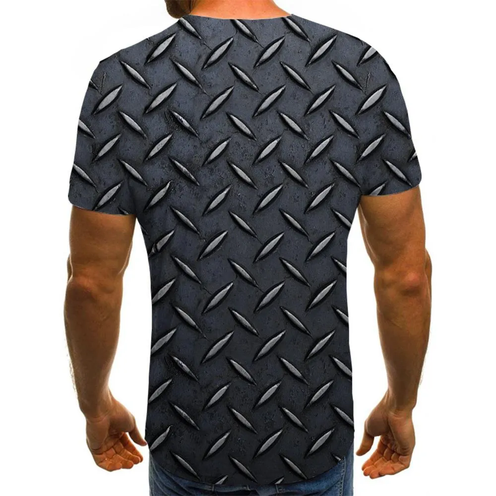 Anti-slip metal texture manhole cover shirts t shirt 3D special texture different art costume men Cool