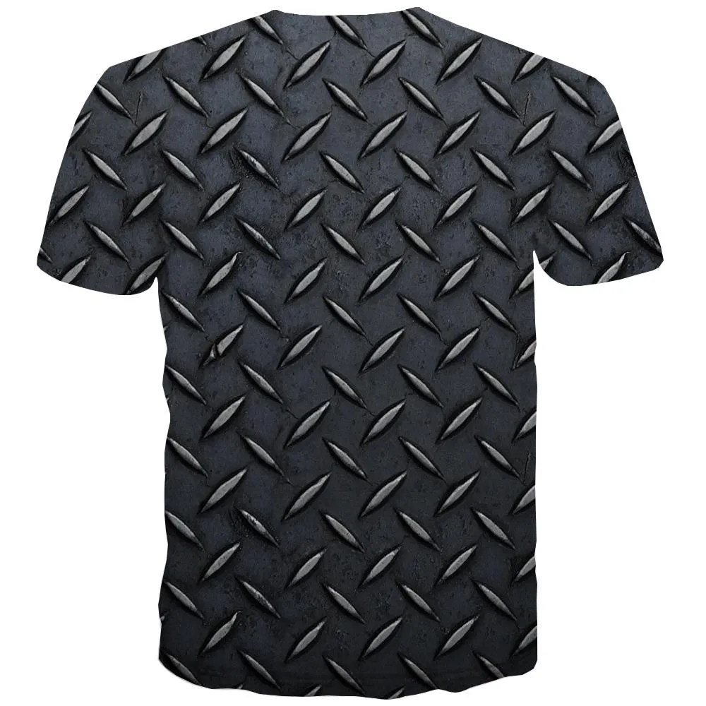 Anti-slip metal texture manhole cover shirts t shirt 3D special texture different art costume men Cool