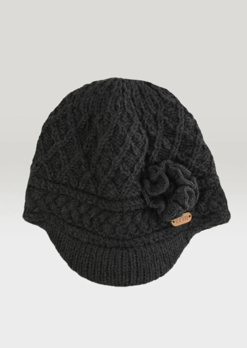 Aran Flower Peak Hat | Charcoal