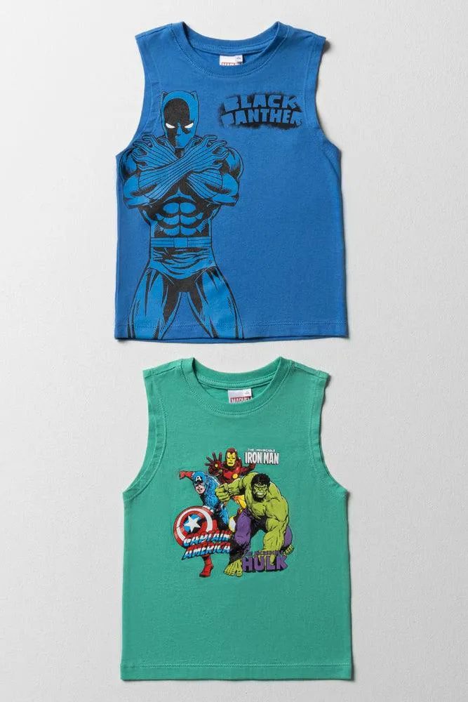 Avengers 2 Pack Sleeveless T-Shirts Blue & Green