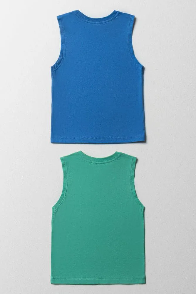 Avengers 2 Pack Sleeveless T-Shirts Blue & Green