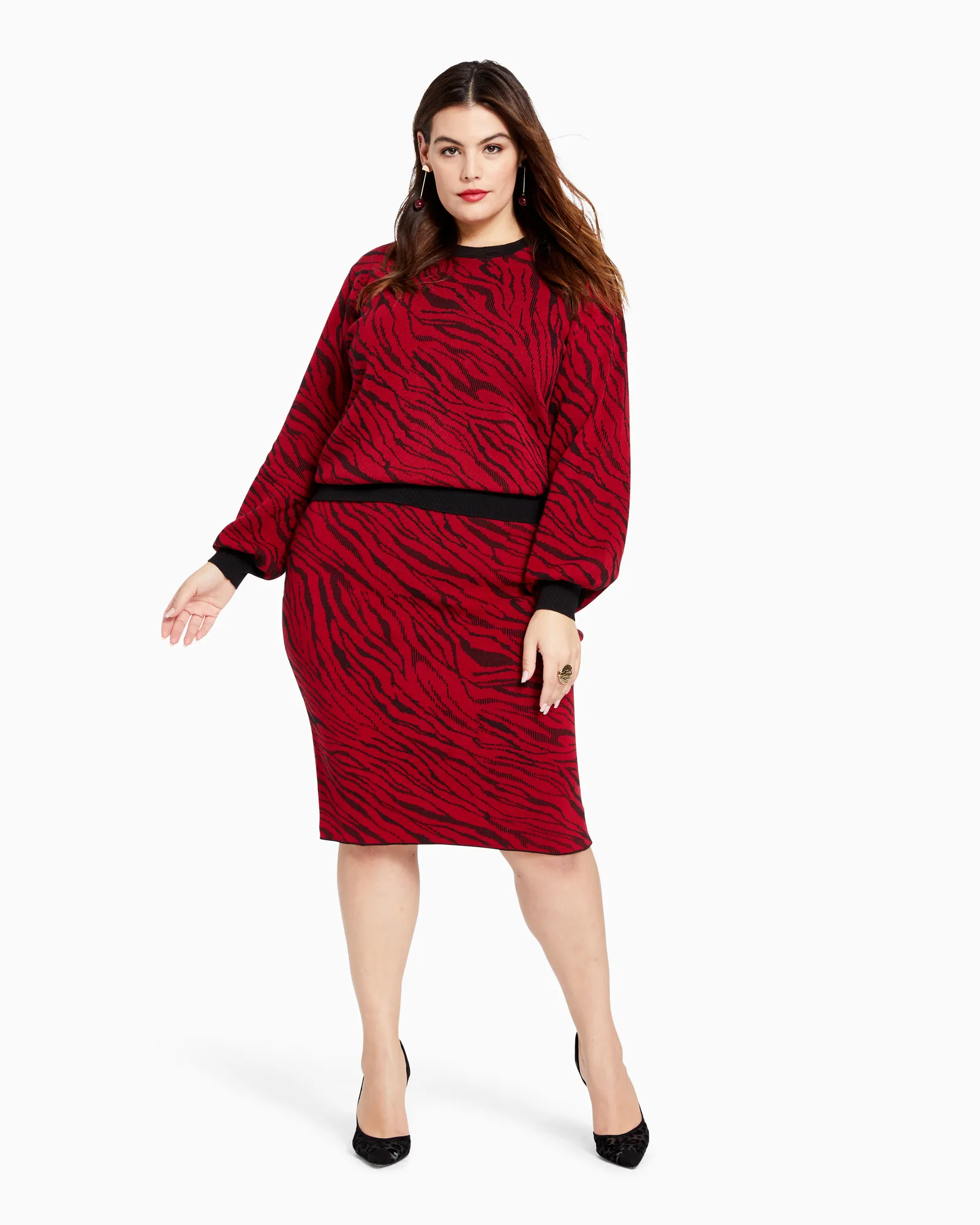 Avens Sweater Skirt | Red / Black