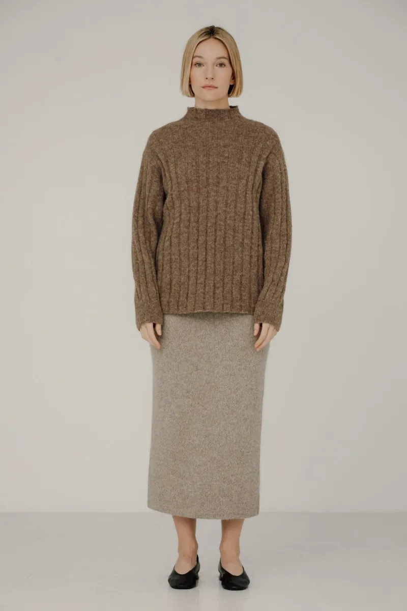 Bare Knitwear Demi Mock Neck Sweater (Rye)