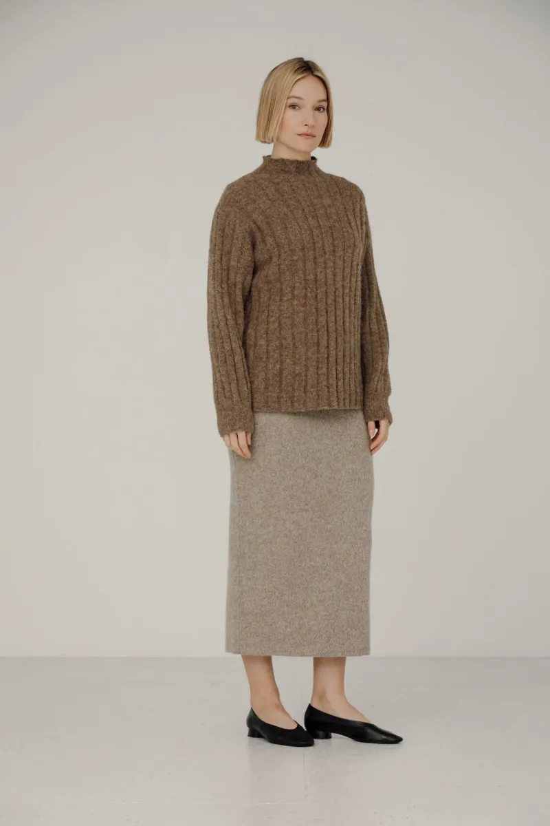 Bare Knitwear Demi Mock Neck Sweater (Rye)