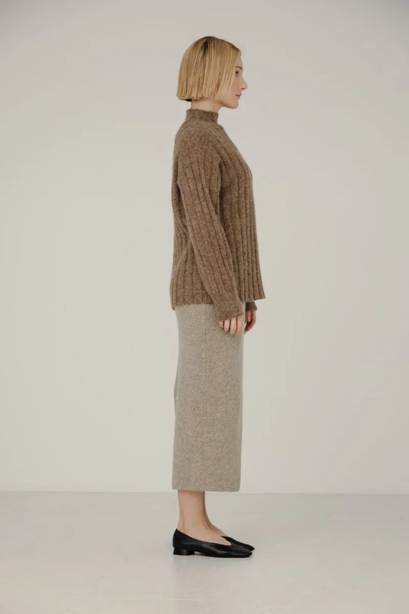 Bare Knitwear Demi Mock Neck Sweater (Rye)