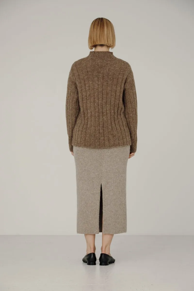 Bare Knitwear Demi Mock Neck Sweater (Rye)