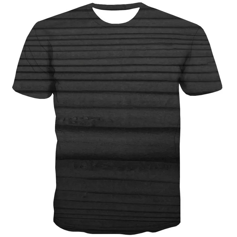 Black wood grain t shirt special texture top tee Casual different man art costume