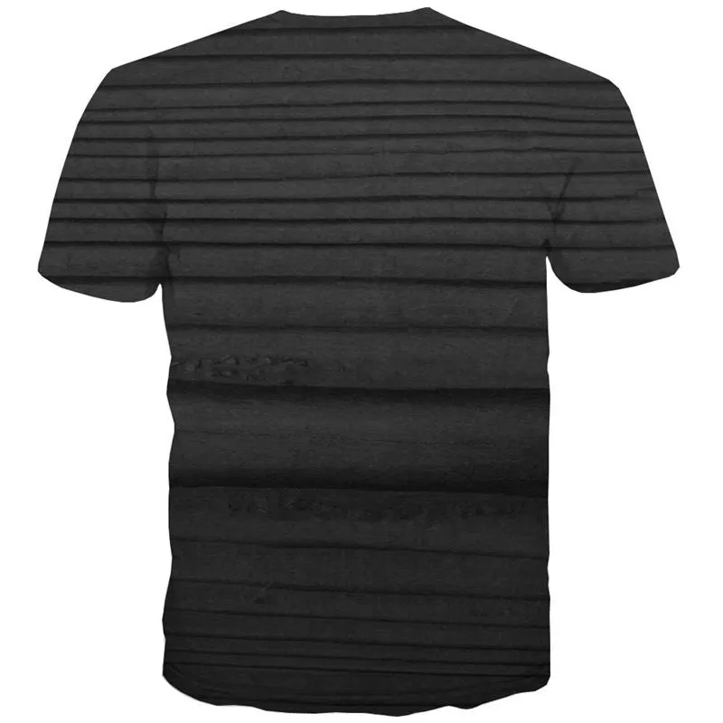 Black wood grain t shirt special texture top tee Casual different man art costume