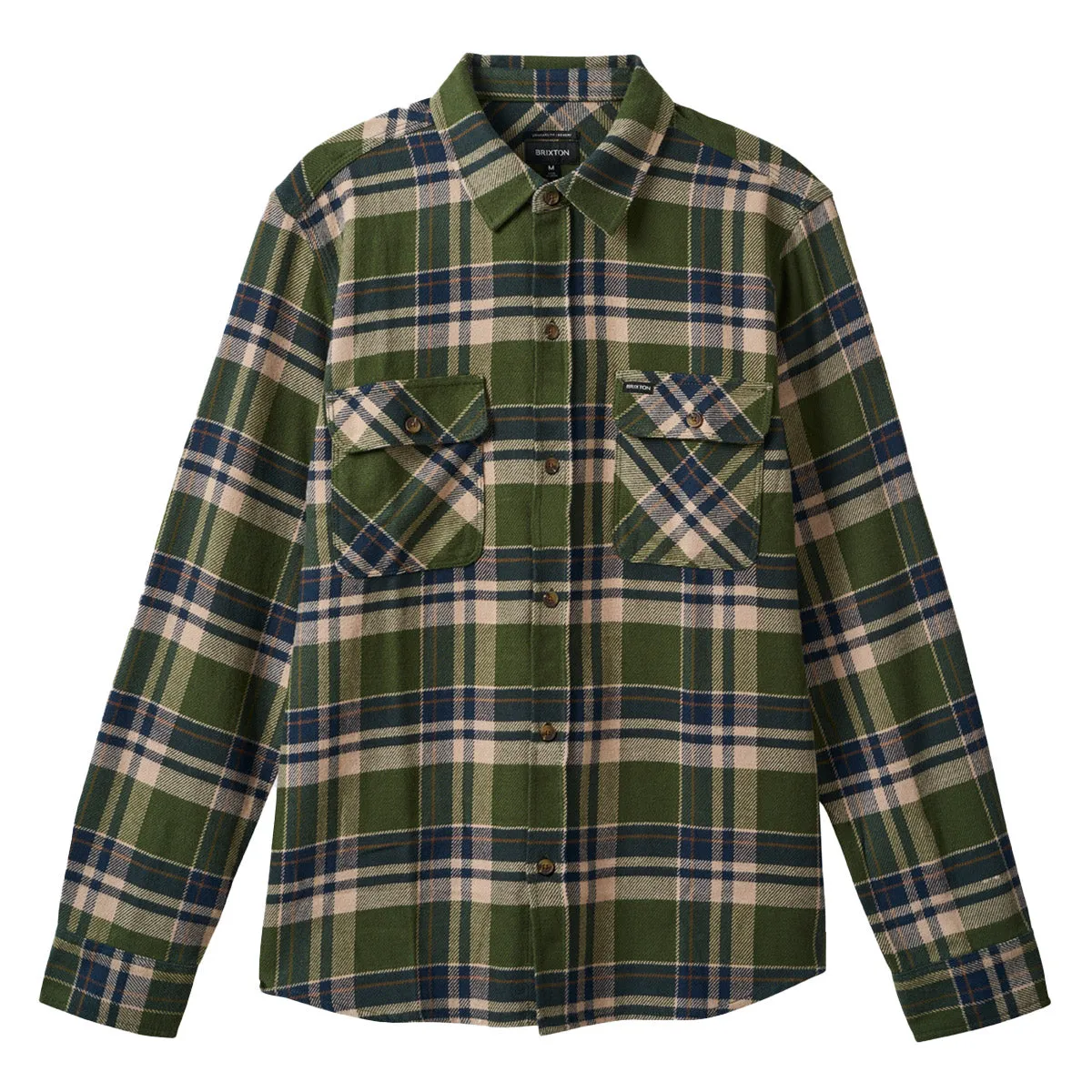 Brixton - Bowery Flannel Cypress Green/Washed Navy/White