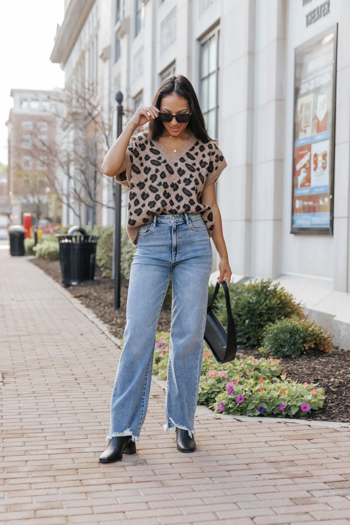 Brown Leopard Print Sweater Vest