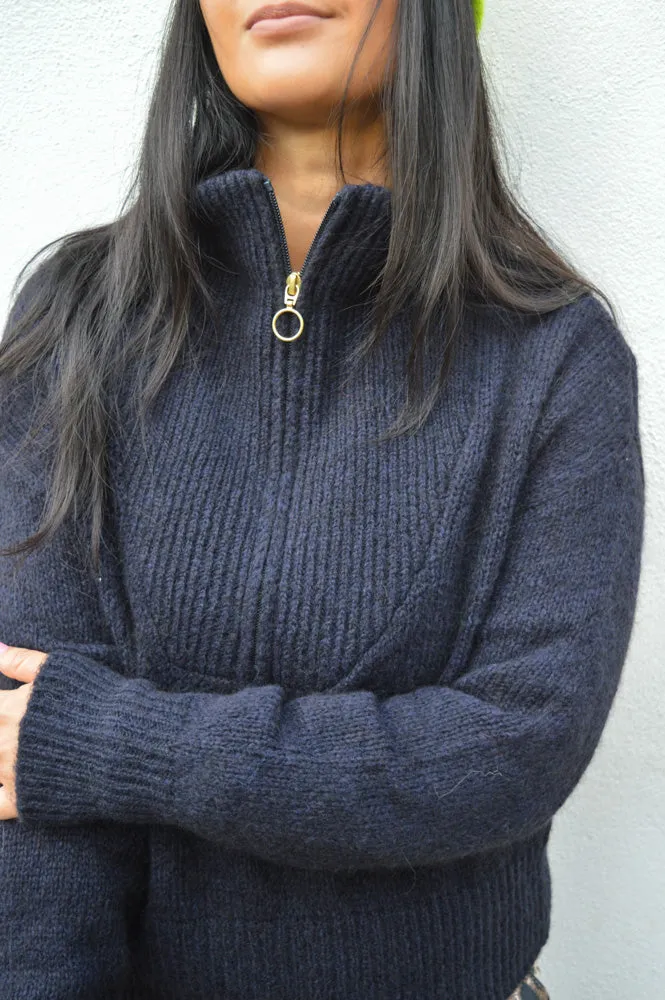 By-Bar Boxy Midnight Blue Pullover