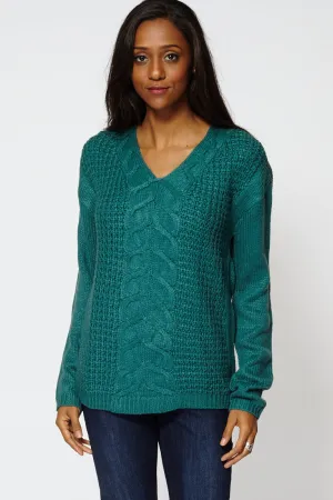 Cable Knit V-Neckline Jumper