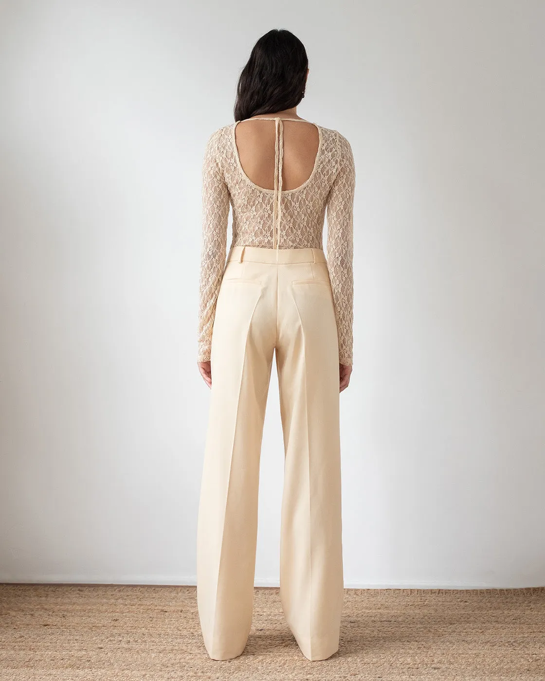 Cathy Trouser Wool Blend Suiting Butter