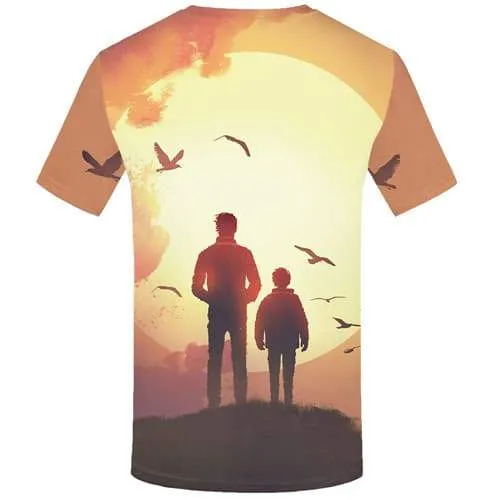 Character T-shirt Men Moon Tshirt Printed Bird Shirt Print Animal T-shirts 3d Mountain T-shirts Graphic Short Sleeve Fashion