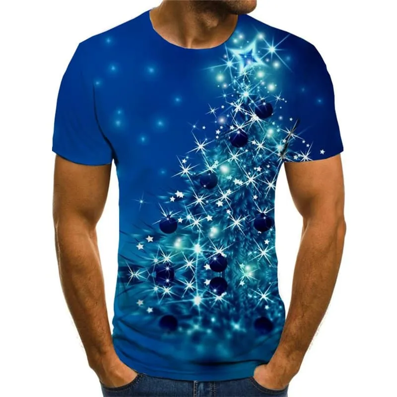 Christmas T shirts Men Christmas Tree Shirt Print Party T shirts Funny New Year T-shirts Graphic