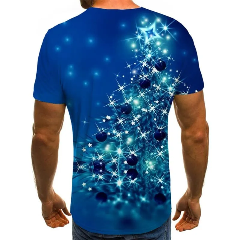 Christmas T shirts Men Christmas Tree Shirt Print Party T shirts Funny New Year T-shirts Graphic