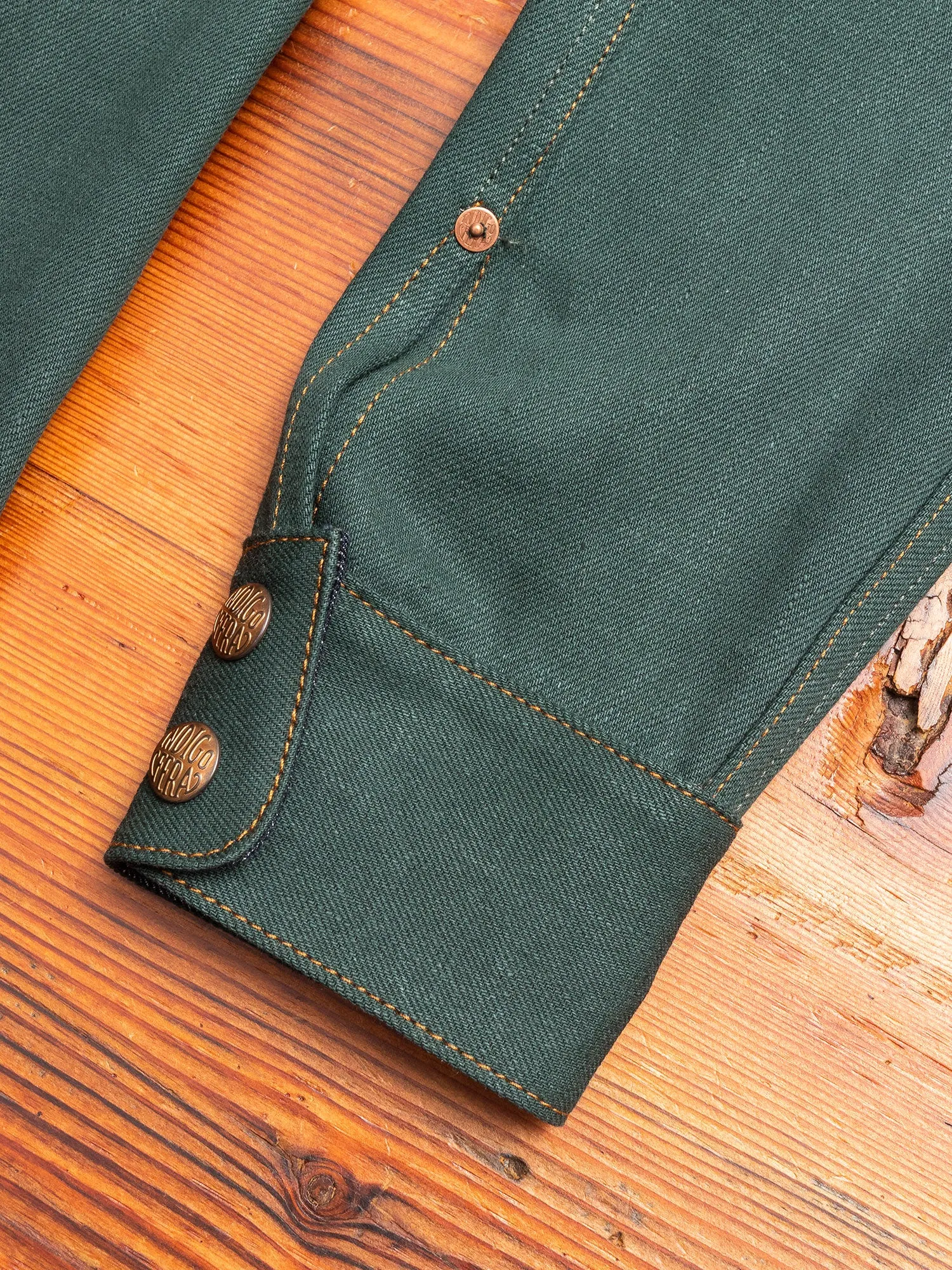 Copeland Selvedge Denim Shirt in Cripple Creek Green