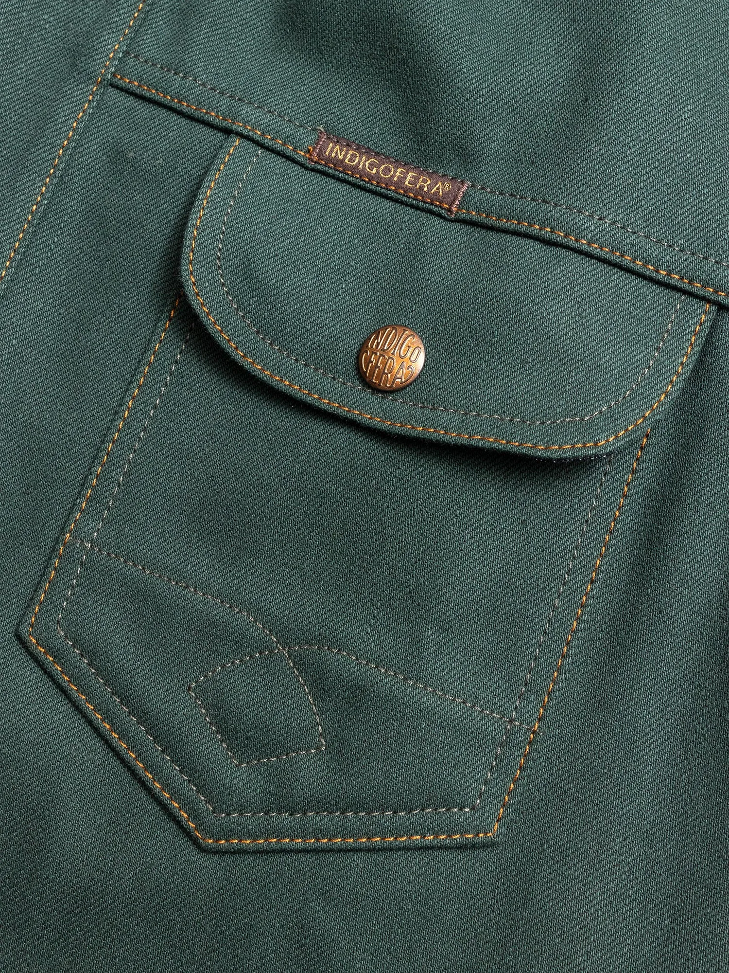 Copeland Selvedge Denim Shirt in Cripple Creek Green