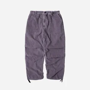 CORDUROY BANDING WIDE FATIGUE PANTS - RED BEAN