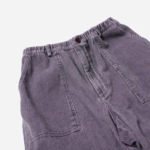 CORDUROY BANDING WIDE FATIGUE PANTS - RED BEAN