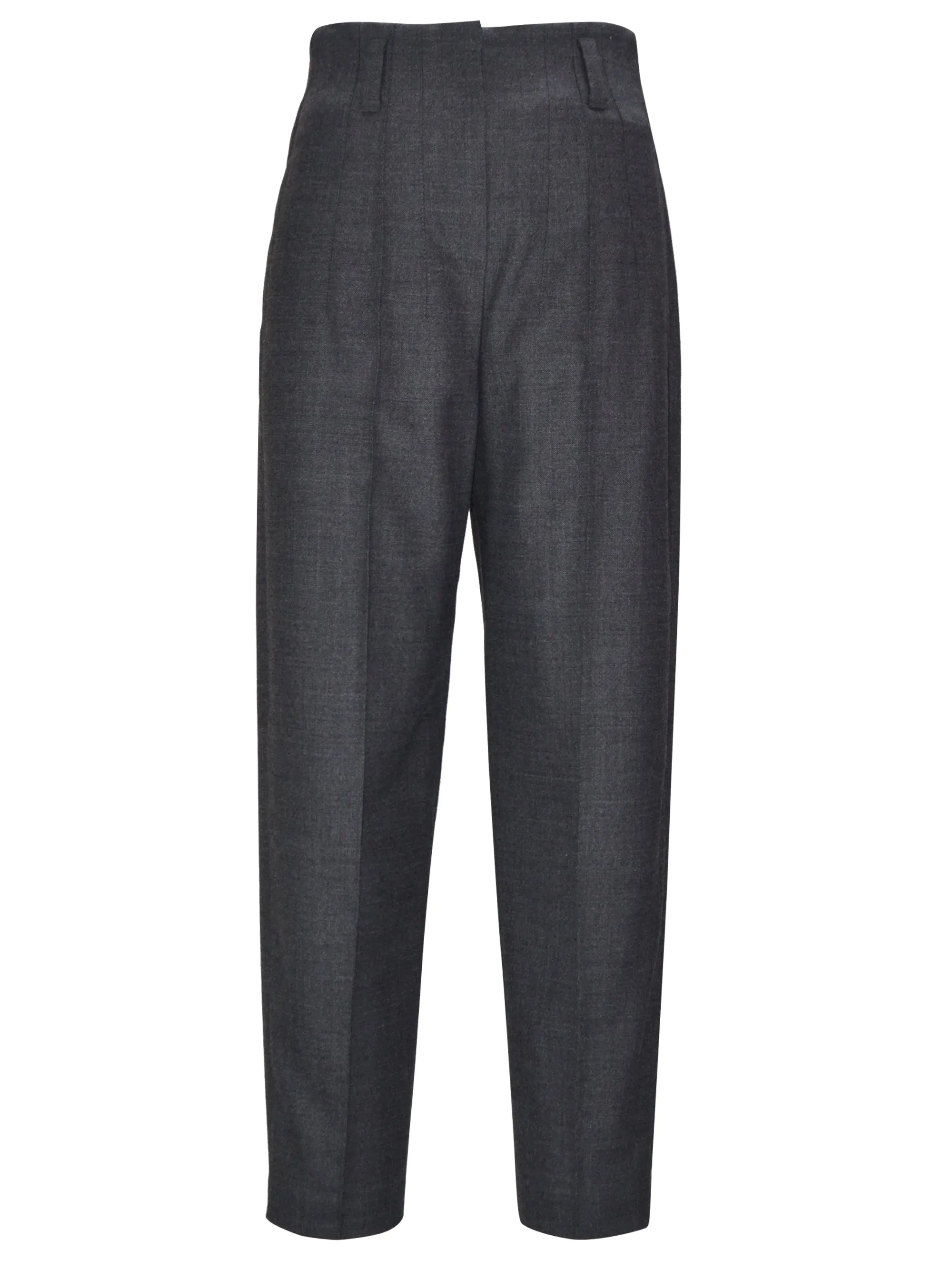 Dark Grey Virgin Wool Tapered Pants