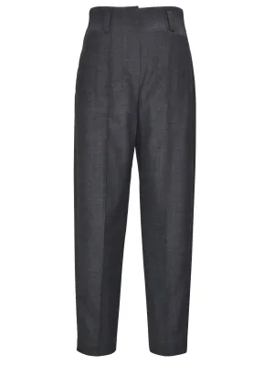 Dark Grey Virgin Wool Tapered Pants