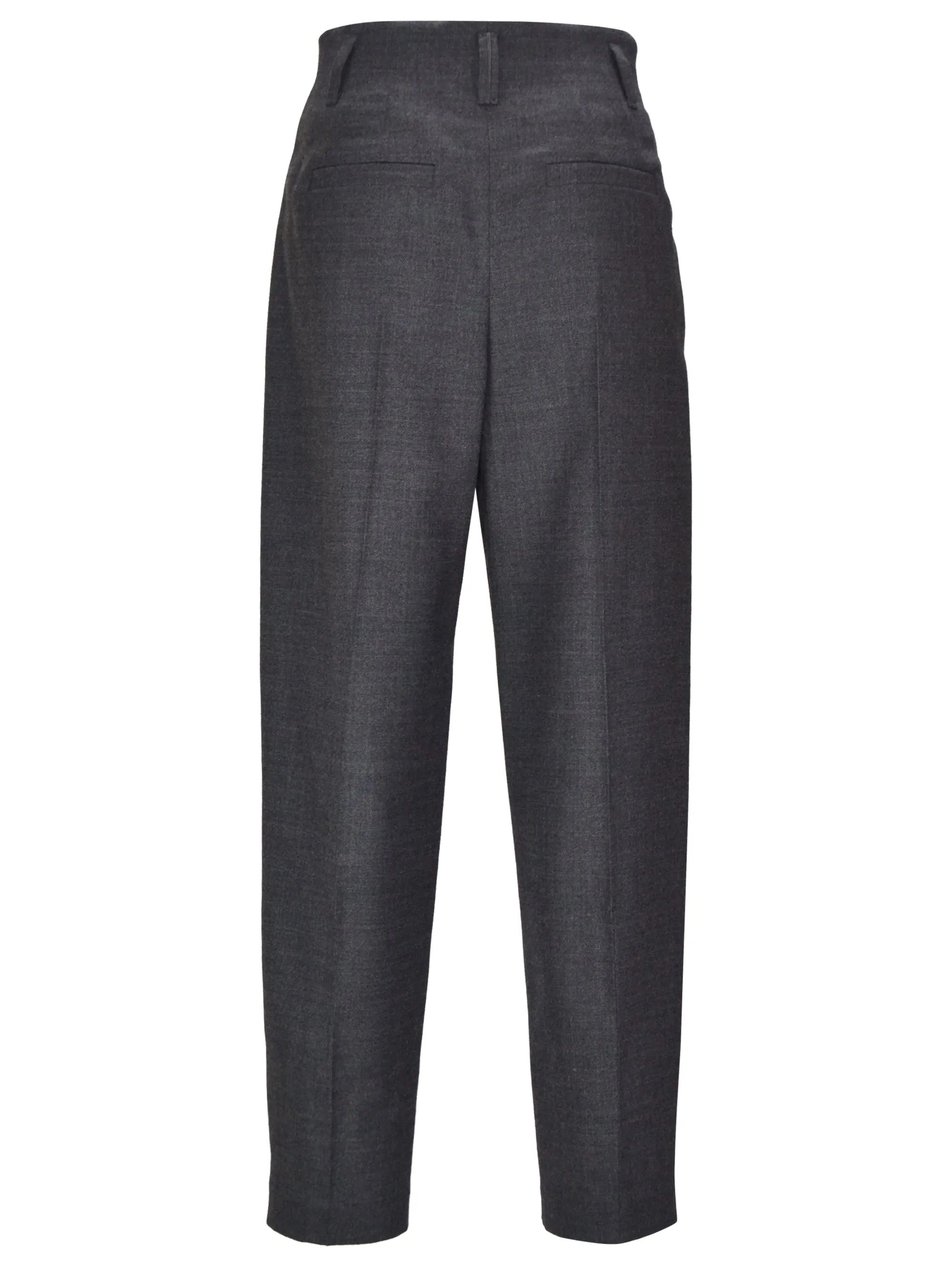 Dark Grey Virgin Wool Tapered Pants