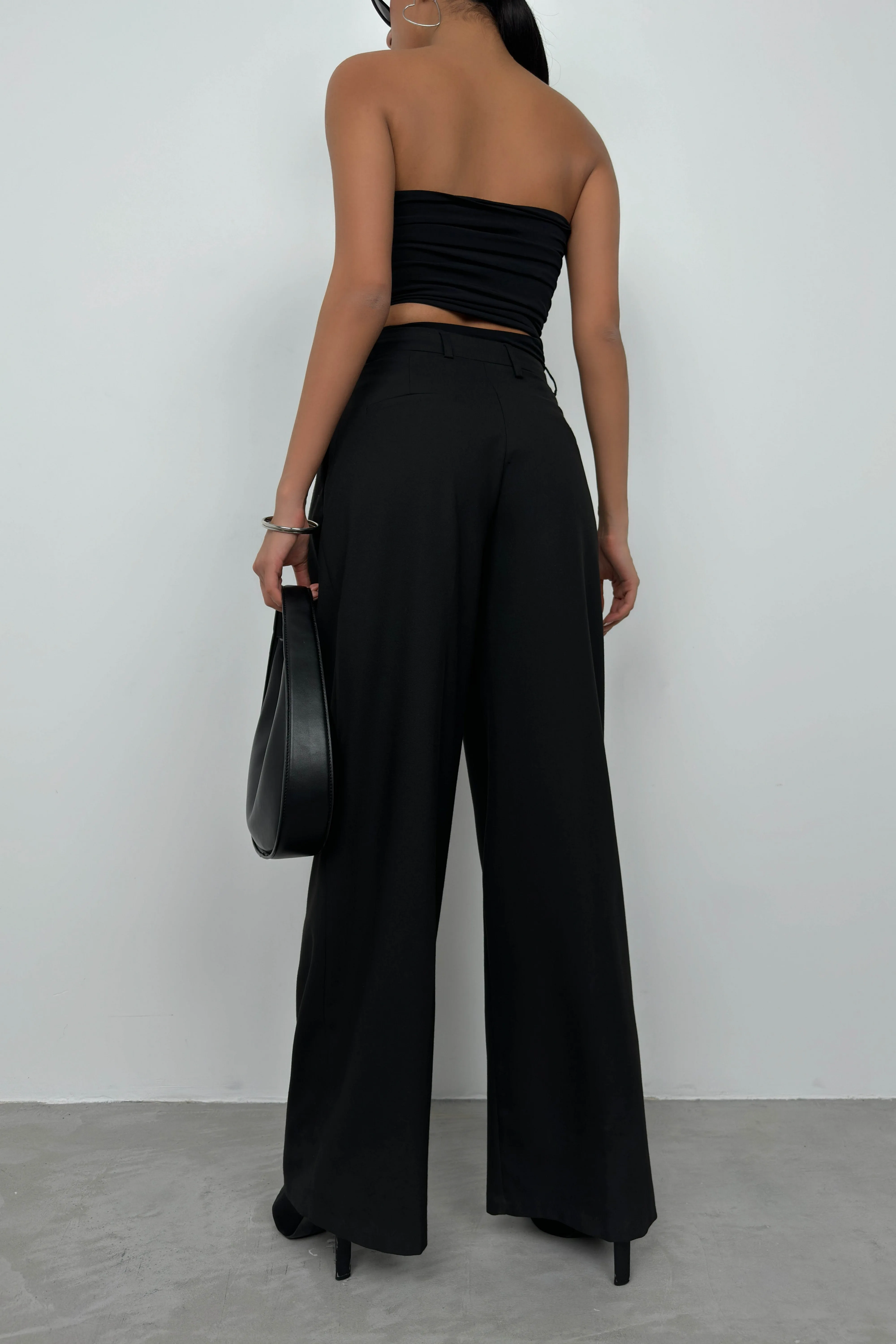 Double Pleated Wide Leg Trousers