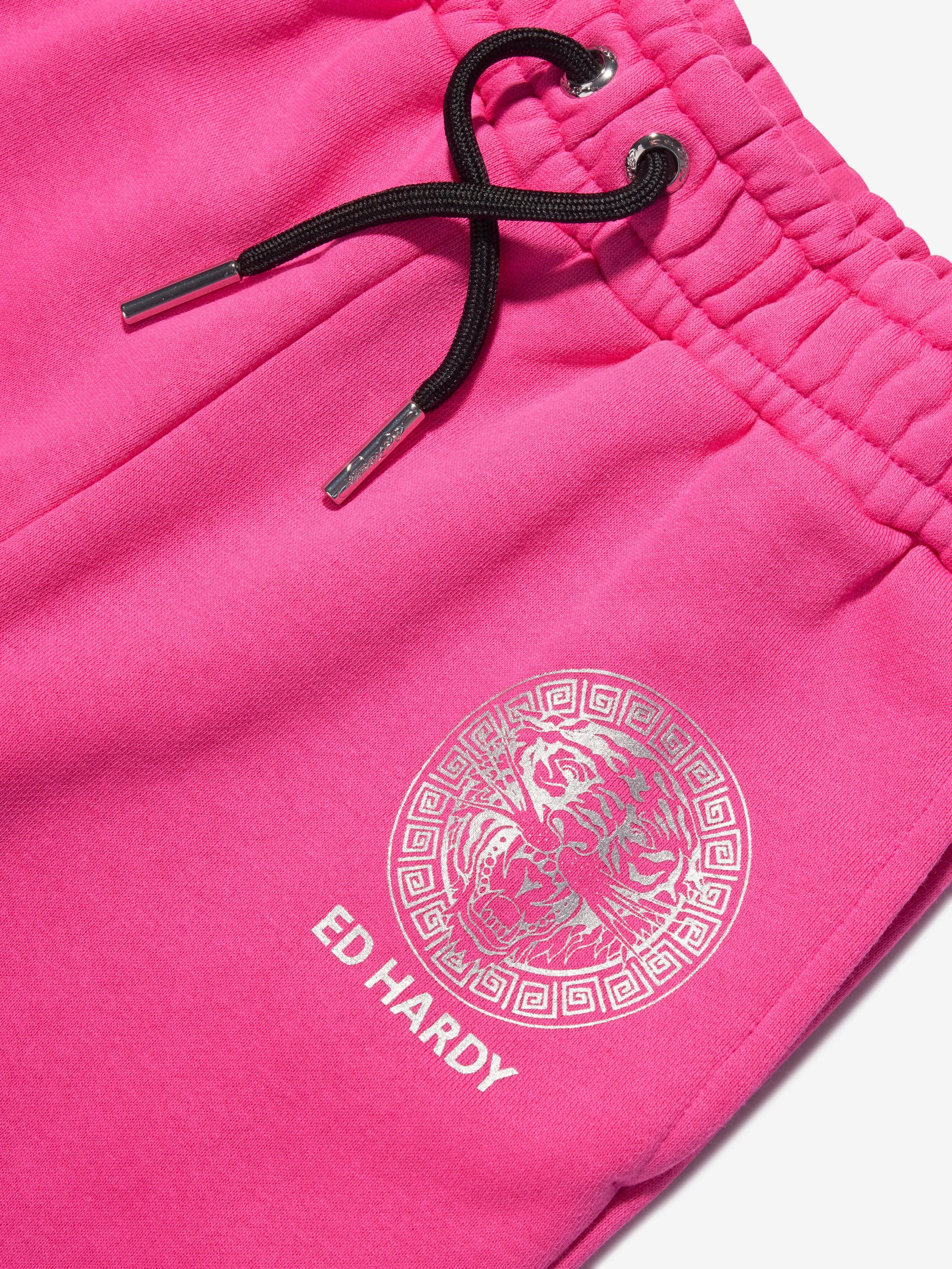 ED Hardy Girls Logo Joggers in Pink