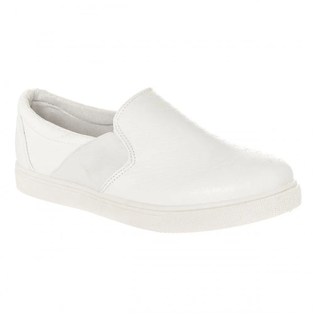 Elouise Slip On Skater Shoe Elastic Panels White Rubber Soles