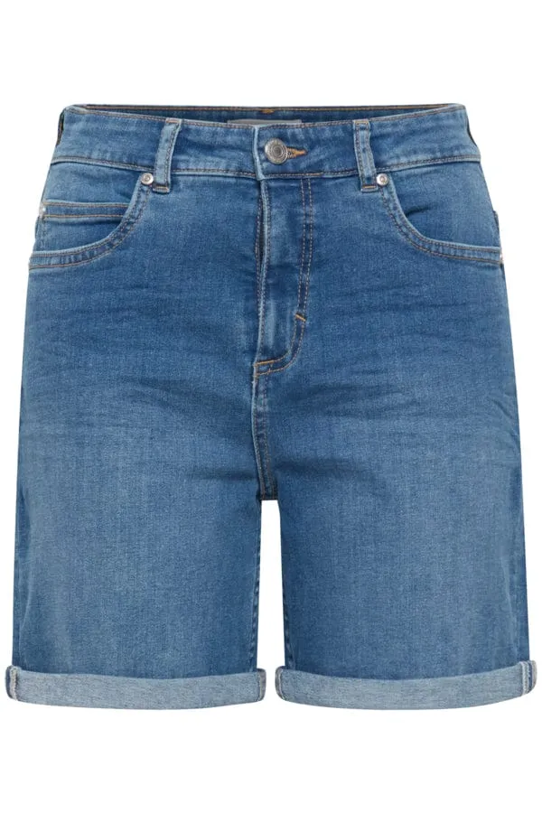 Fransa Denim Shorts Mid Blue