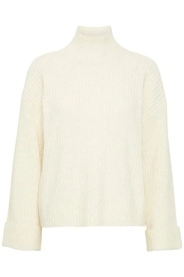 Fransa Ribbed Short Jumper Cream