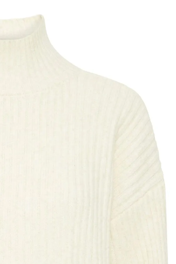 Fransa Ribbed Short Jumper Cream