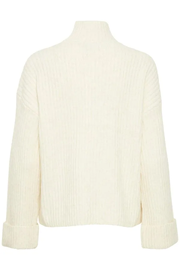 Fransa Ribbed Short Jumper Cream