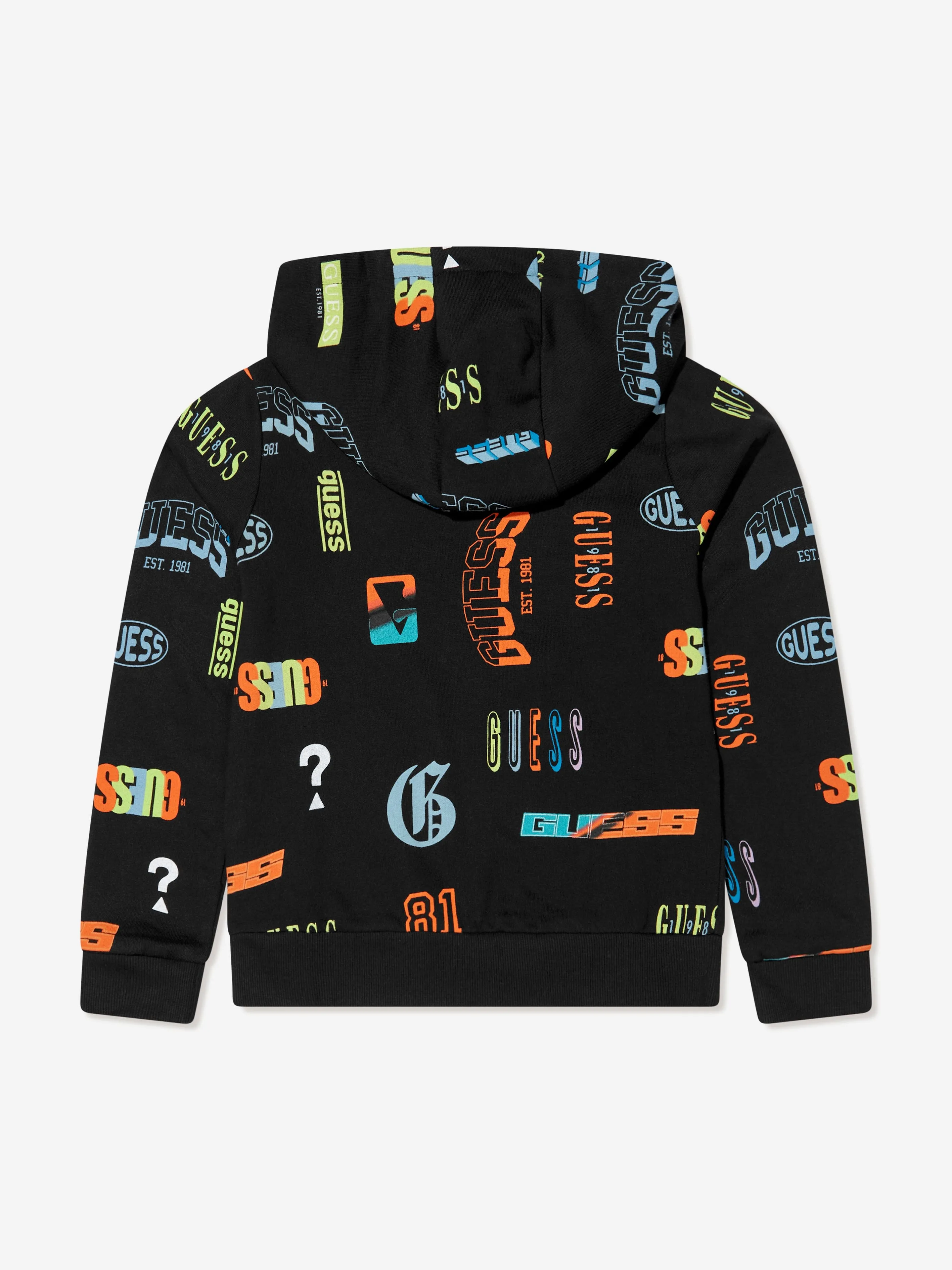 Guess Boys Logo Print Hoodie in Black