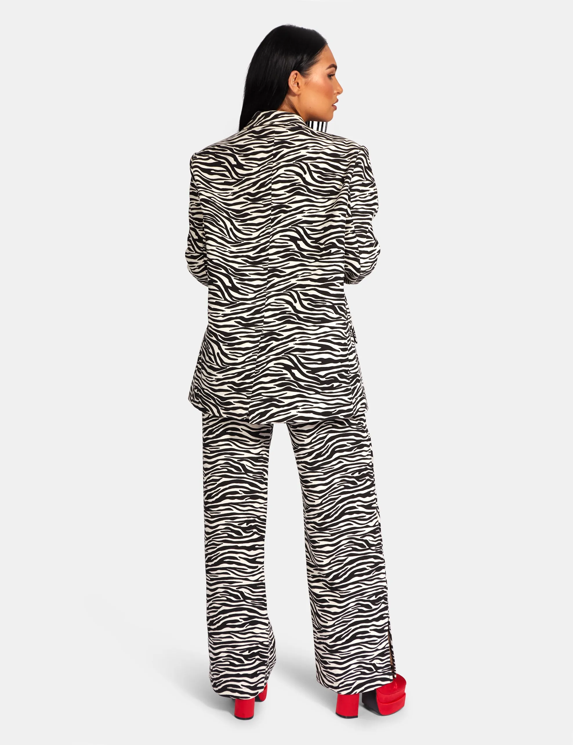 High Waist Wide Leg Trouser Zebra