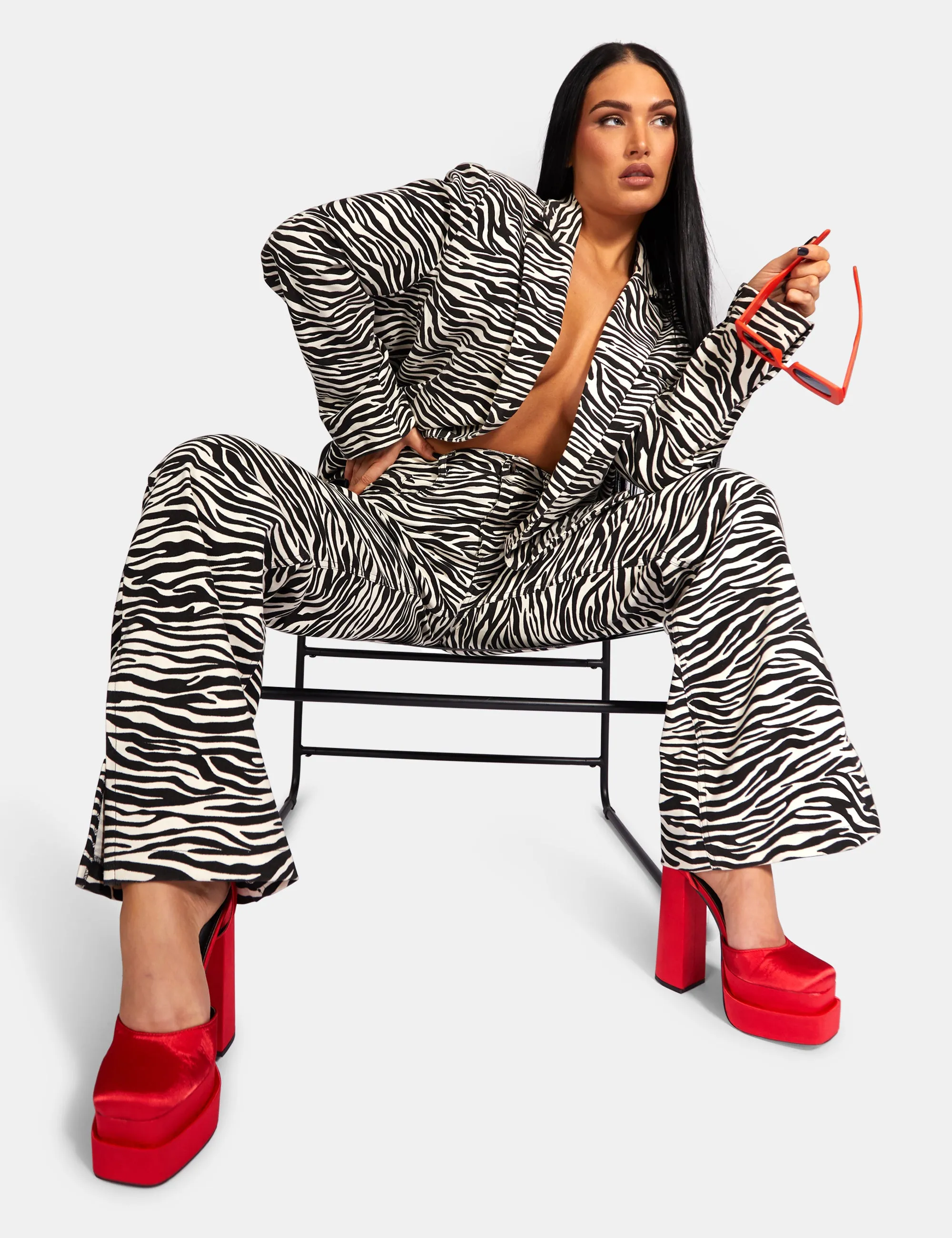 High Waist Wide Leg Trouser Zebra