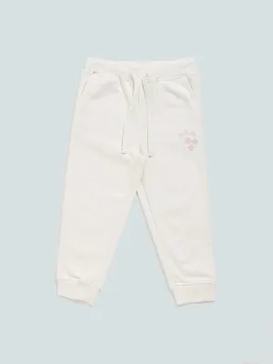 HOP Kids Off-White Shiny Star Printed Joggers