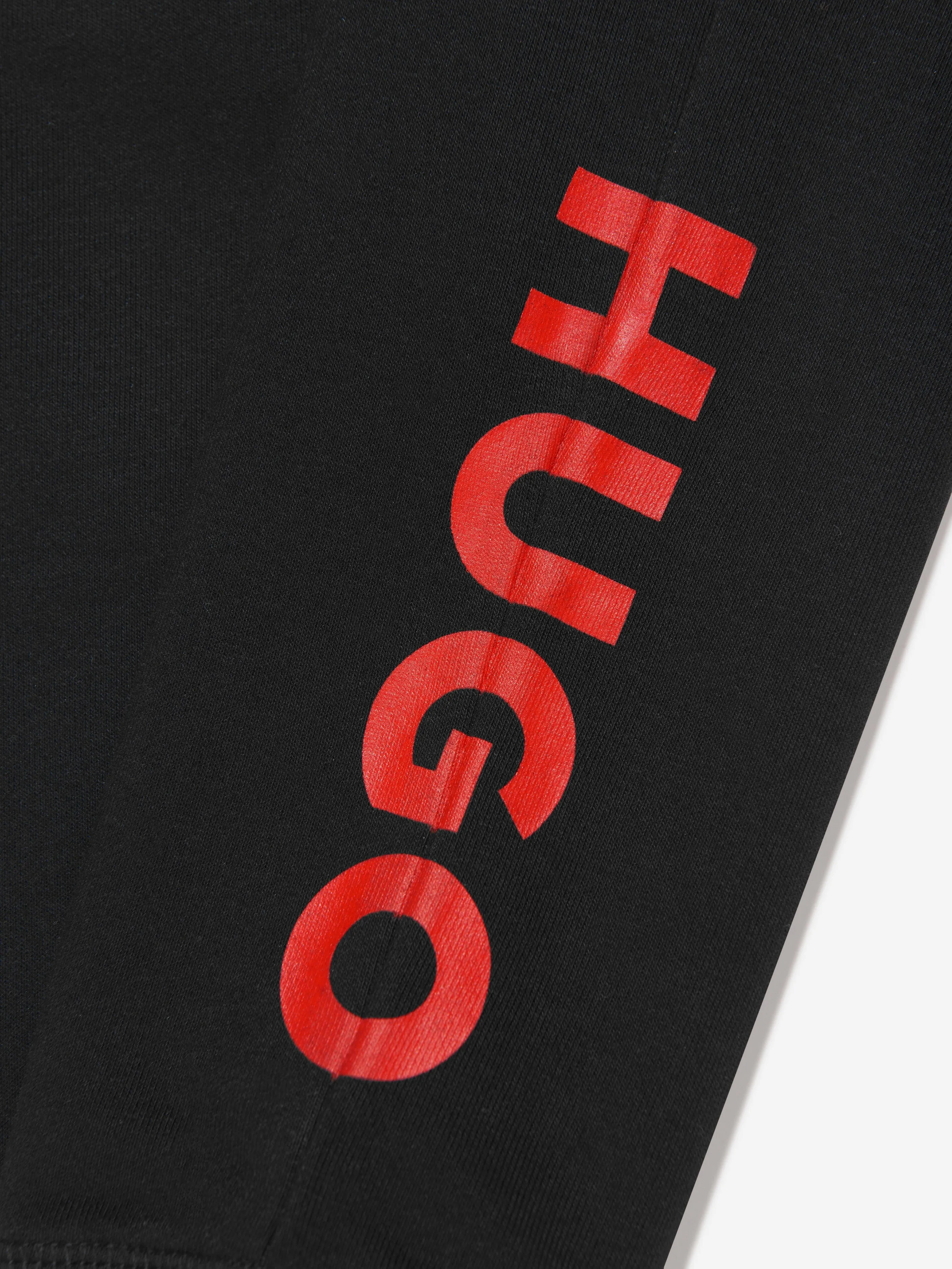 Hugo Boys Organic Cotton Logo Joggers in Black