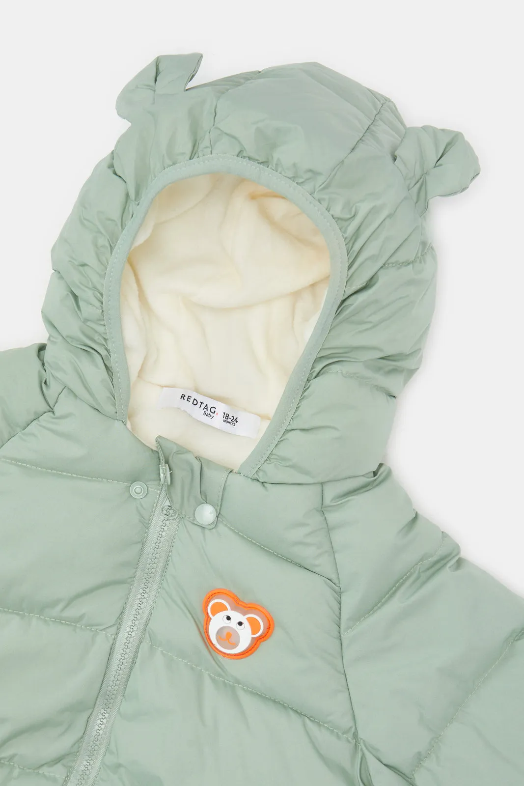 Infant Boys Green Sherpa Lined Hooded Jacket