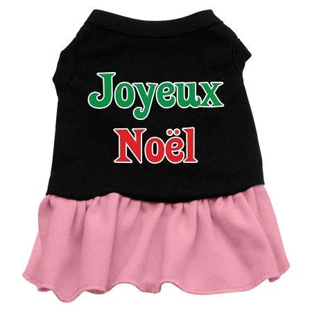 Joyeux Noel Screen Print Dress Black with Pink Med (12)