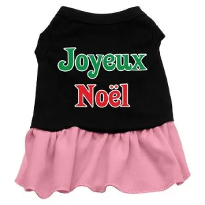 Joyeux Noel Screen Print Dress Black with Pink Med (12)