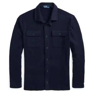 Knit Flannel Full Button Shirt Navy - AW24