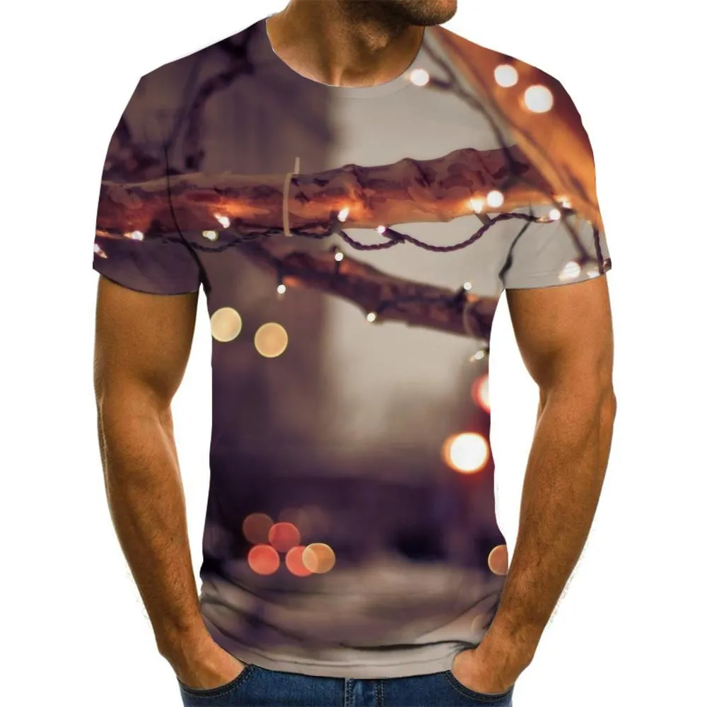 lanterns on tree tshirt Hip hop tshirt 3D festival Christmas art costume Cool men