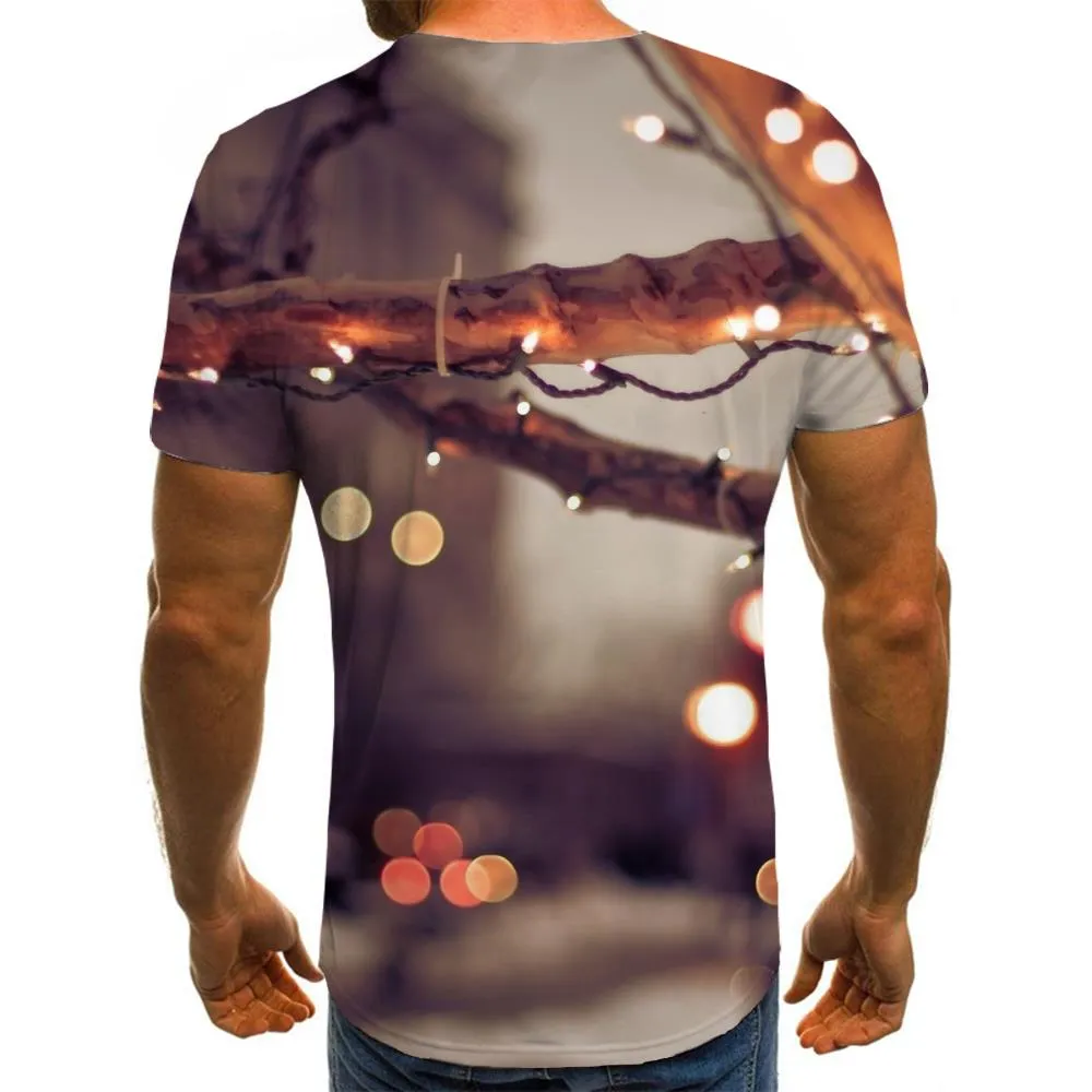 lanterns on tree tshirt Hip hop tshirt 3D festival Christmas art costume Cool men