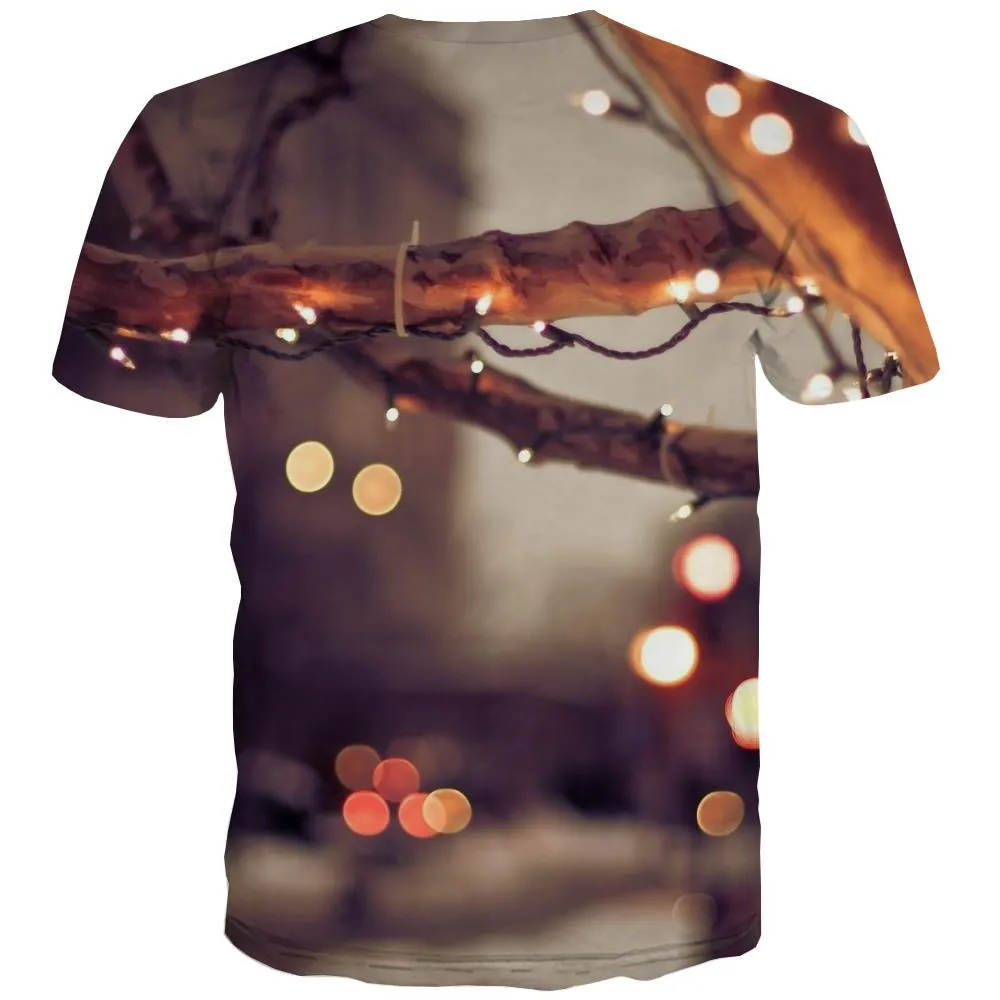 lanterns on tree tshirt Hip hop tshirt 3D festival Christmas art costume Cool men