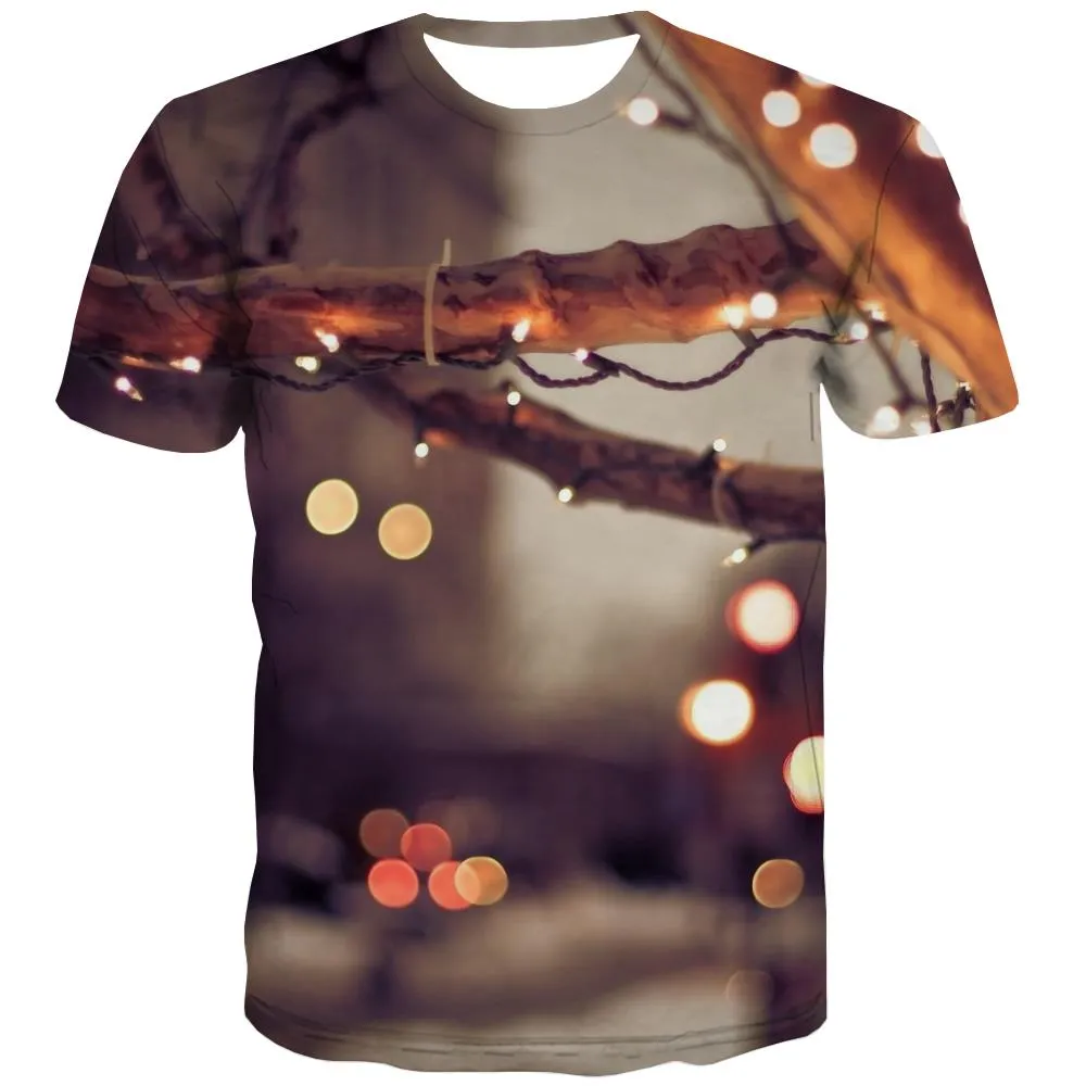 lanterns on tree tshirt Hip hop tshirt 3D festival Christmas art costume Cool men