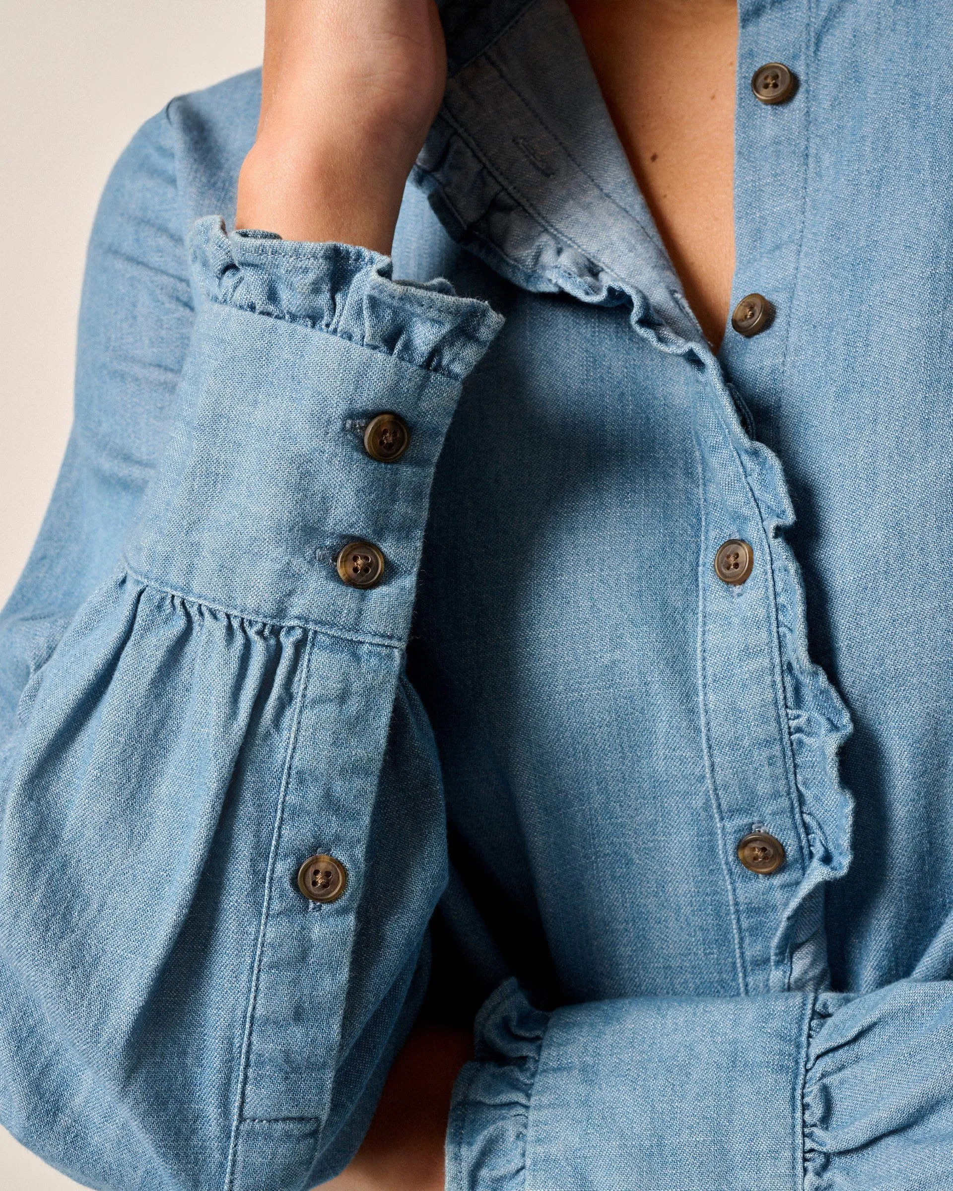 Layla Ruffled Chambray Blouse